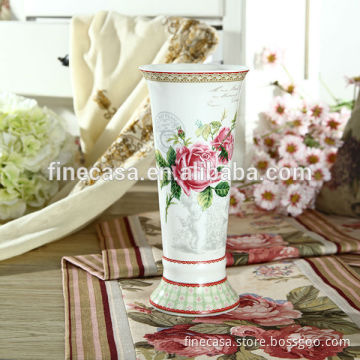 Elegant Fine New Bone China Tall Vase with Color Box